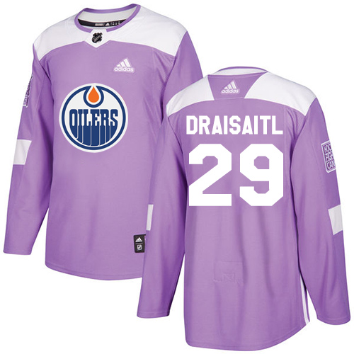 Adidas Oilers #29 Leon Draisaitl Purple Authentic Fights Cancer Stitched NHL Jersey